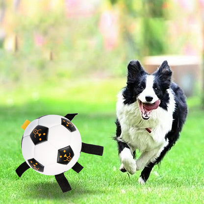 Juguete para perros – Pelota de fútbol con cuerdas de TPU (Ø 17 cm) ⚽🐾